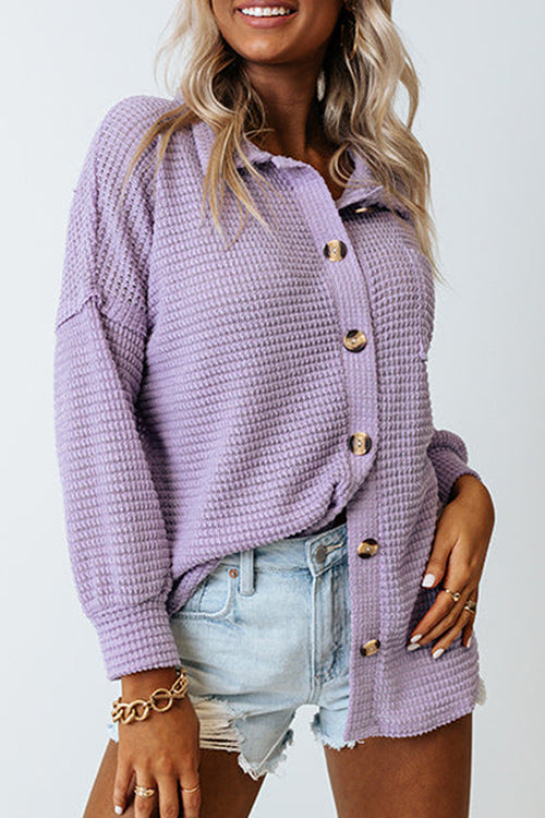 Keep It Up Button Down Long Sleeve Shacket - 9 Colors Purple