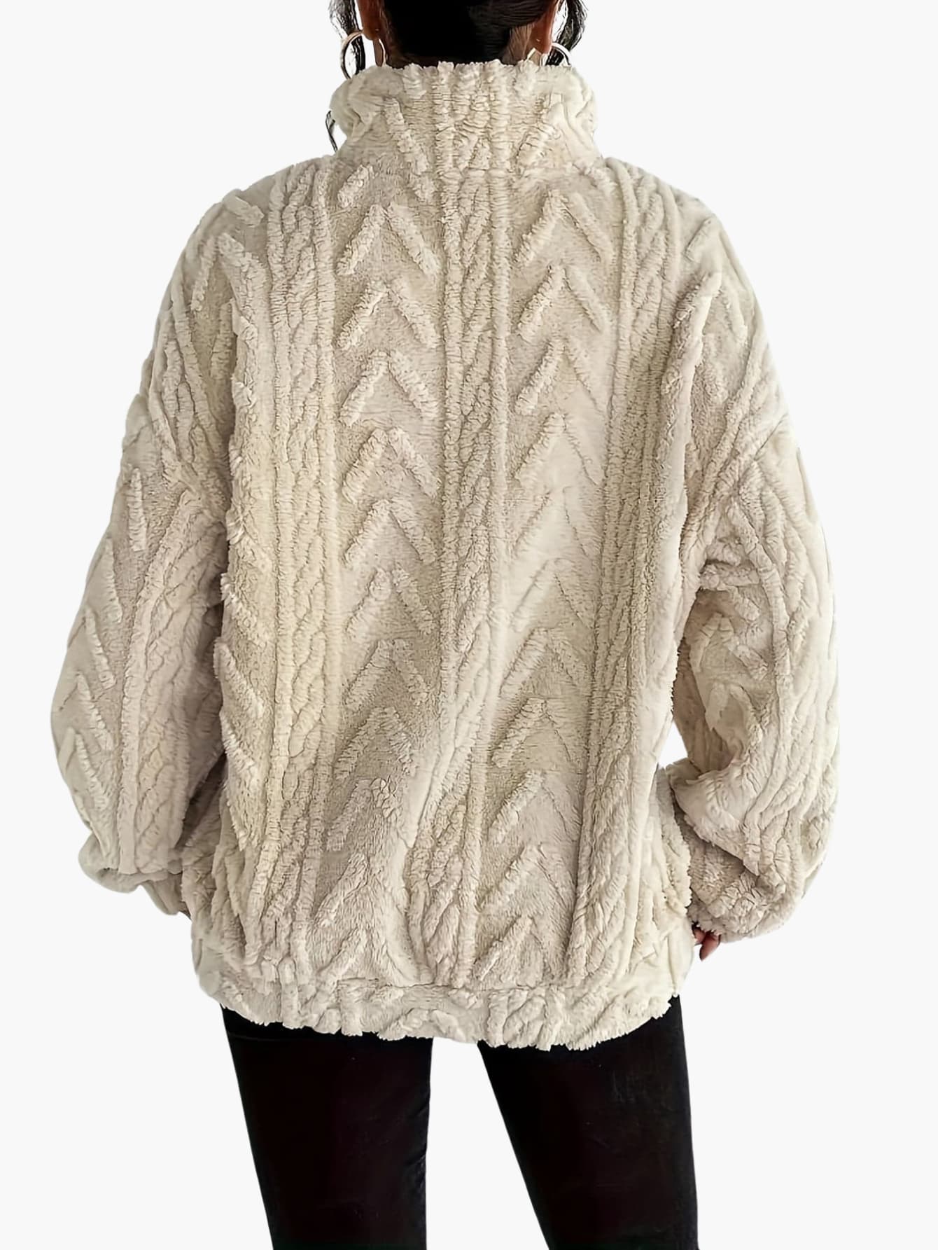 Zara | Luxe Cable-Knit Fleece Sweatshirt