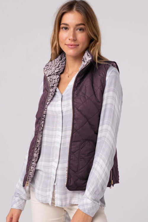 No Chill Comfort Reversible Teddy Vest - 4 Colors Dark Purple