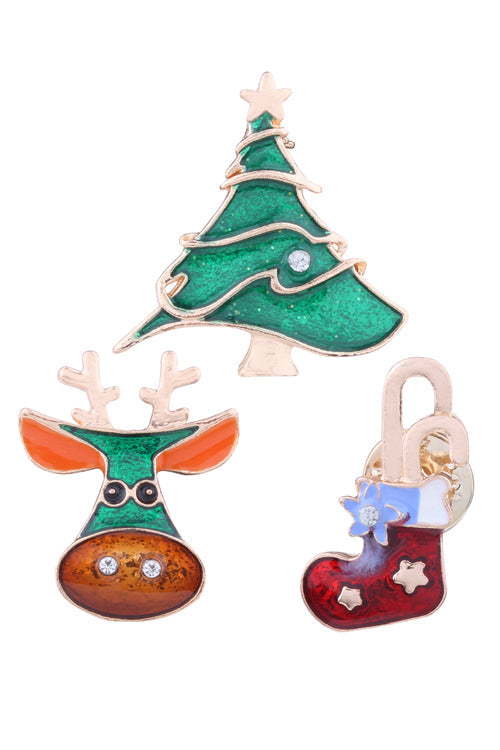 Christmas Tree Triple Brooch One Size