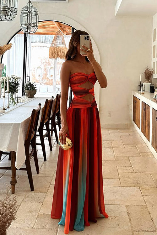 Vibrant Babe Strapless Maxi Dress