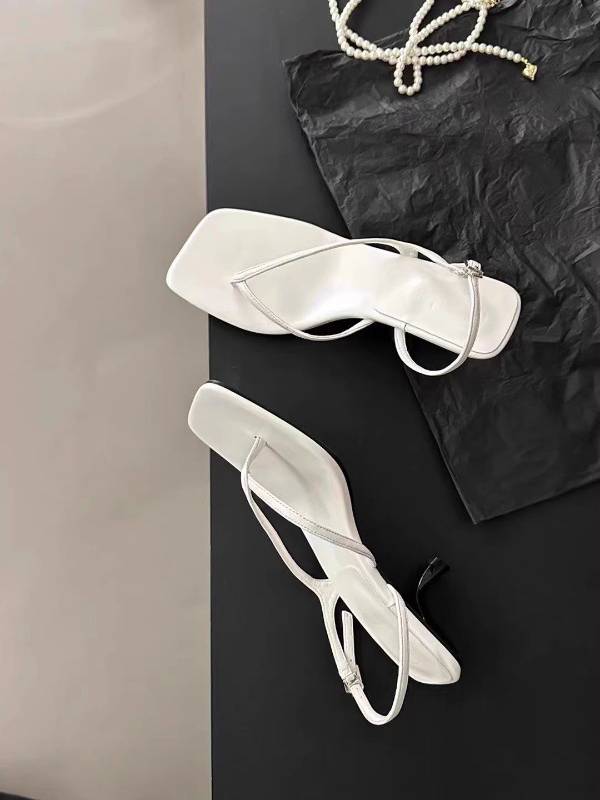 Minimalist High-heeled Sandals White