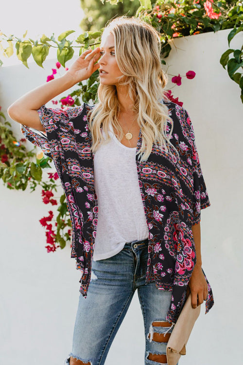 Lucky Break Boho Print Duster - 4 Colors Black