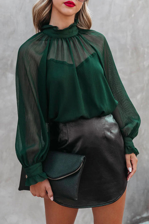 Dream Of The Day Smocked Statement Sleeve Top - 2 Colors Deep Green