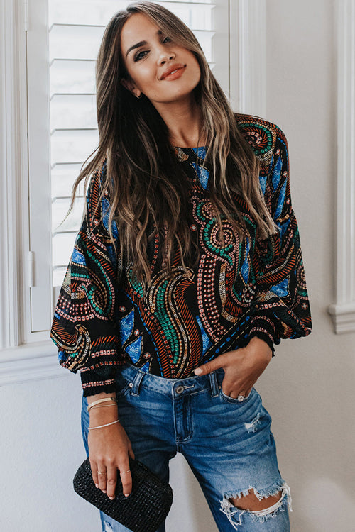 Only For You Printed Long Sleeve Top