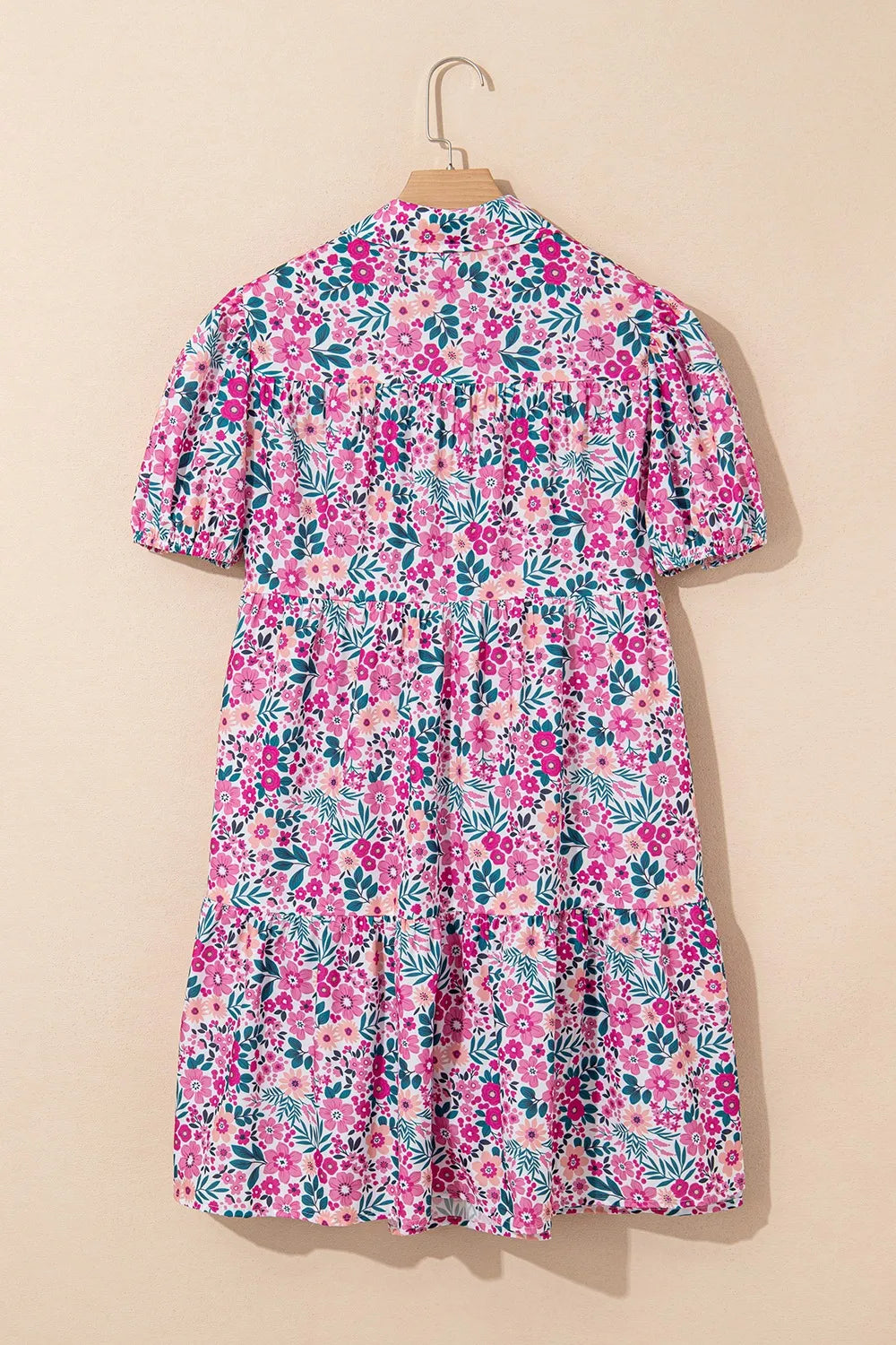 Beautiful Floral Sleeve Mini Shirt Dress
