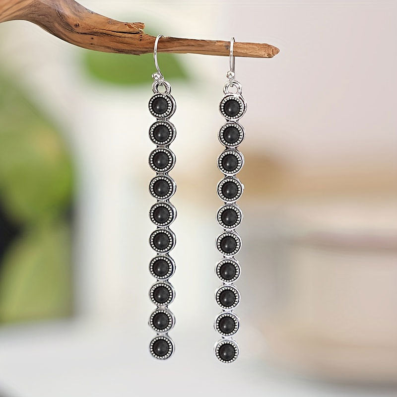 Turquoise Bar Drop Earrings – Alloy