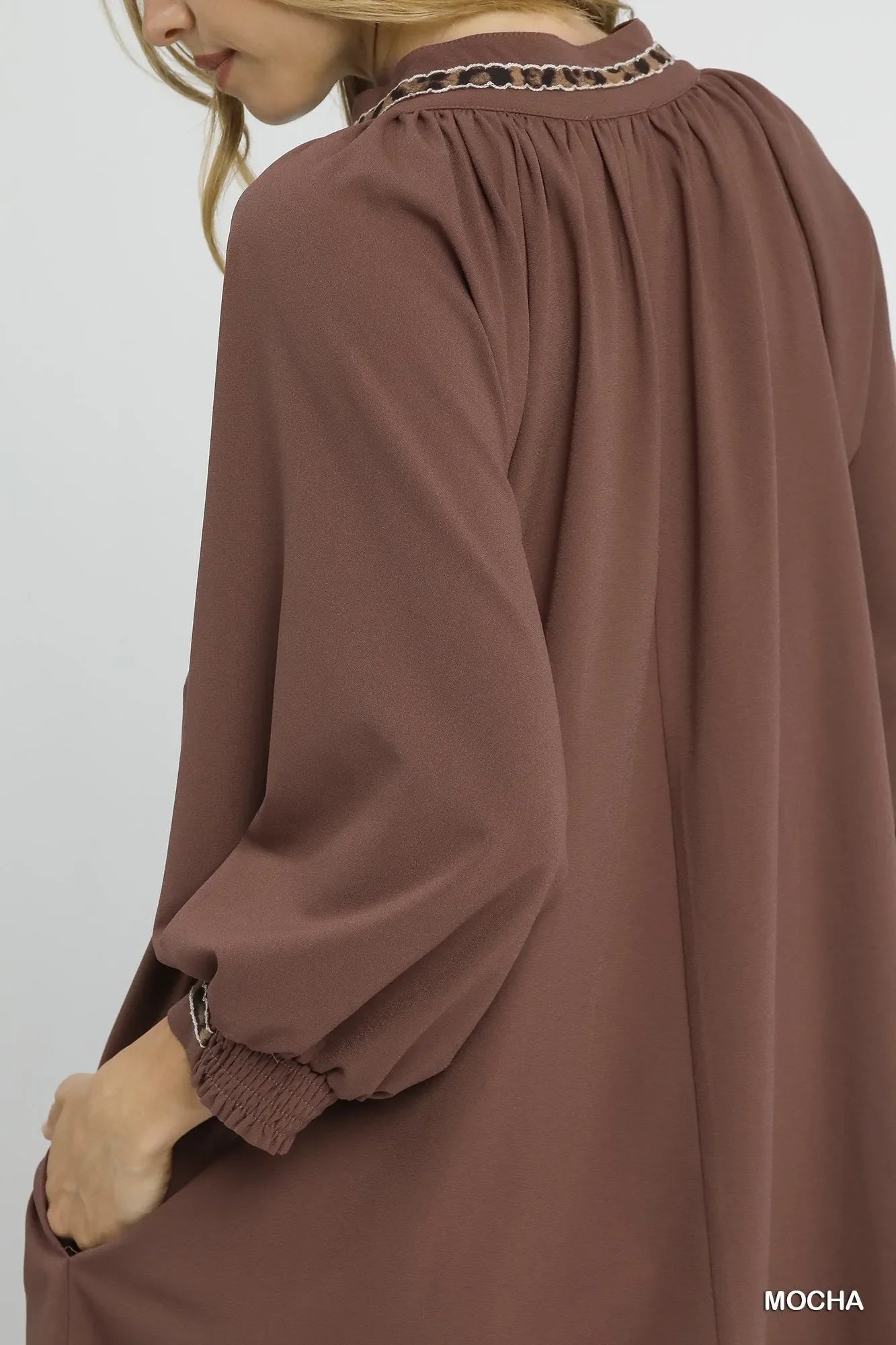 Mocha Modern Notch Shift Dress