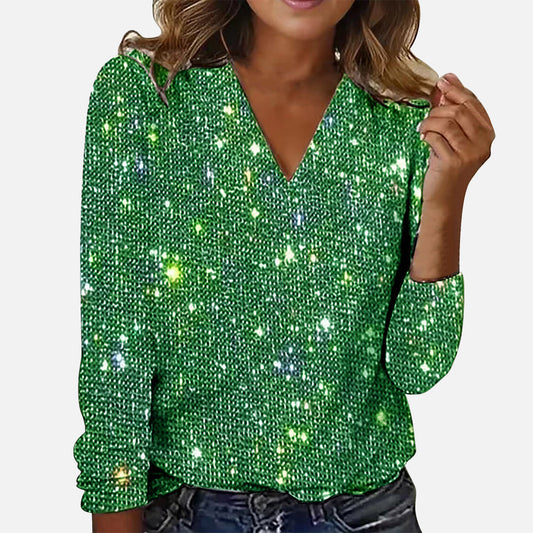 Daisy | V-Neck Diamond Blouse Green