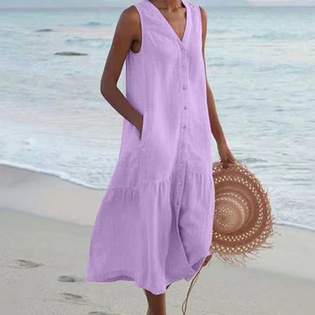 Esther | Sleeveless Buttoned Midi Dress