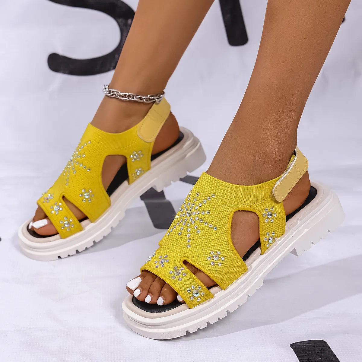 Sparkly Rhinestone Open Toe Sandals