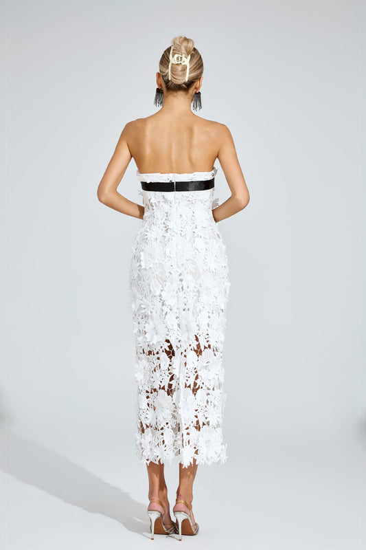 Camille Floral Appliqué Midi Dress
