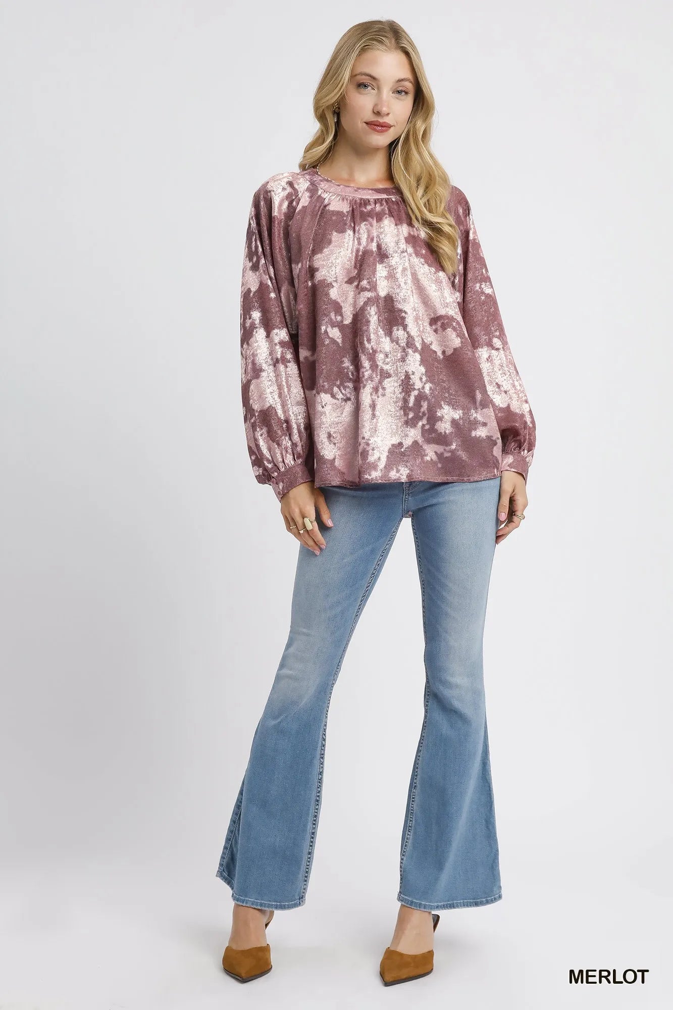 Shimmery Metallic Blouse – Balloon Sleeve Style