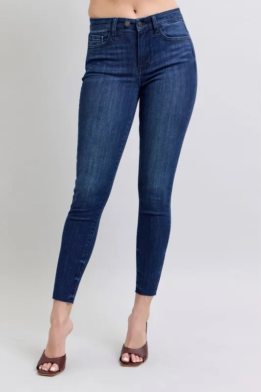 Plus Size Raw Hem Stretch Skinny Jeans DK