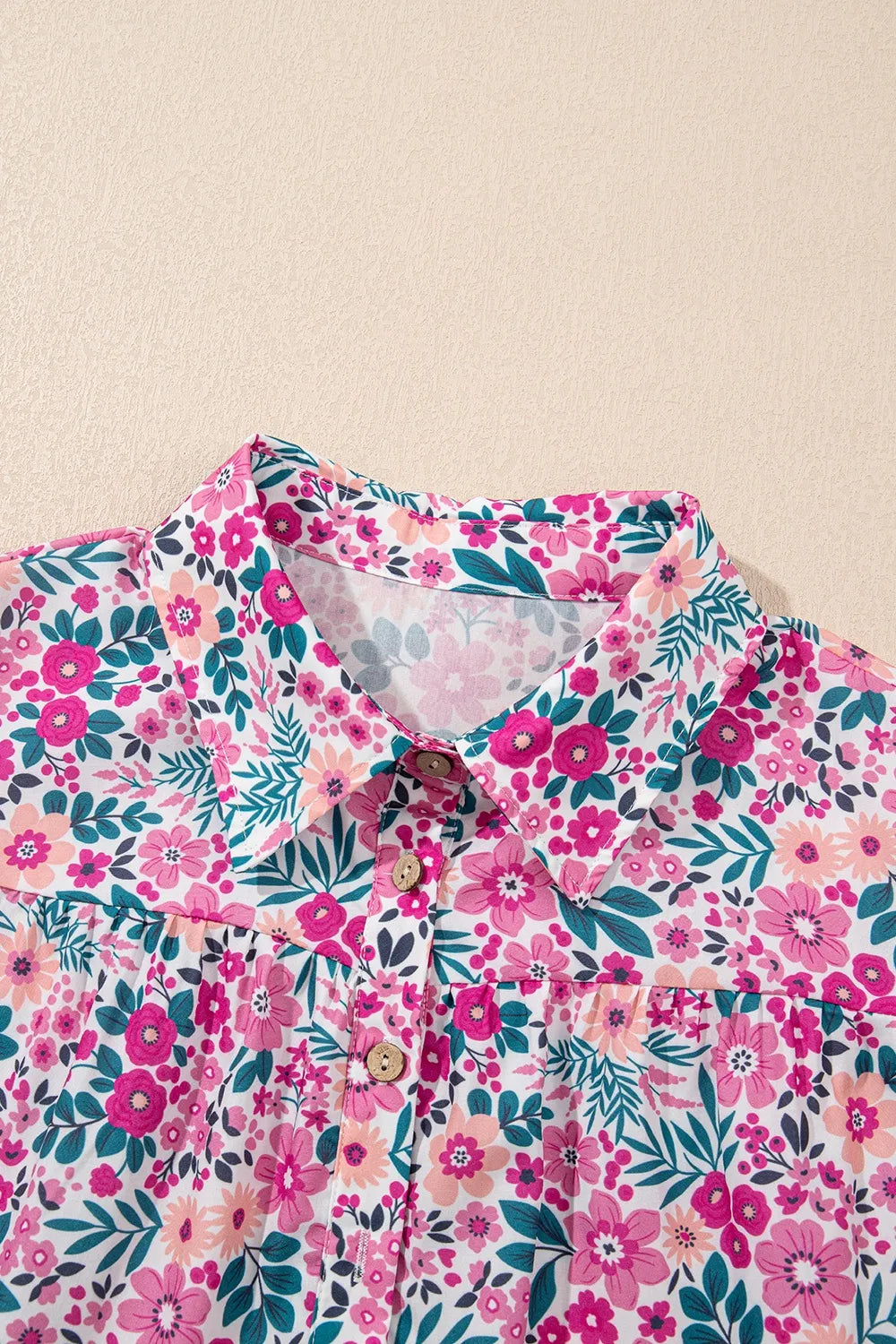 Beautiful Floral Sleeve Mini Shirt Dress