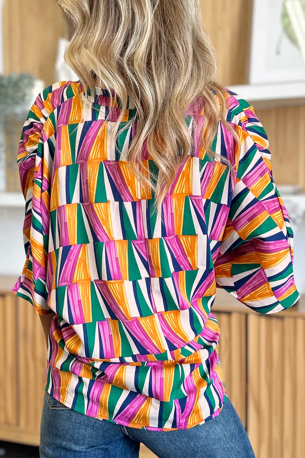 Color Pizazz Notched Dolman Sleeve Top