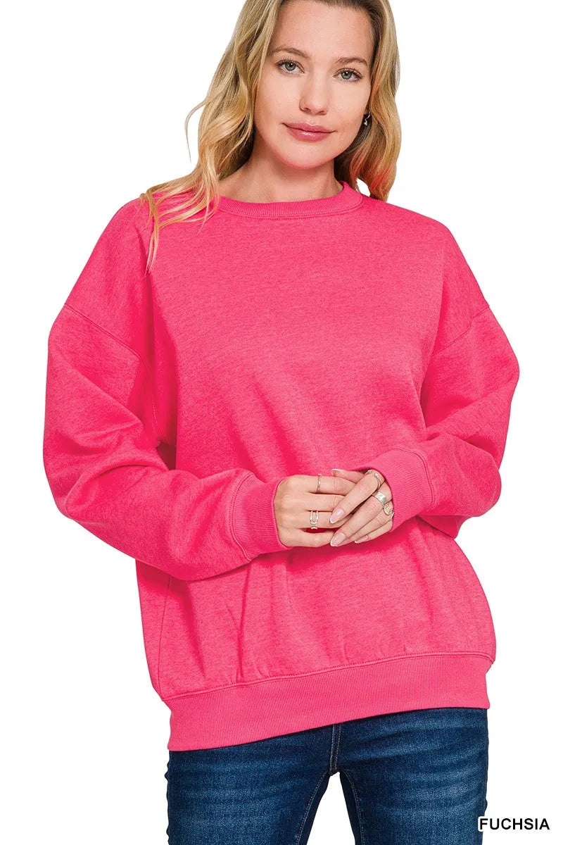 Vibrant Fuchsia Fleece Lounge Sweatshirt