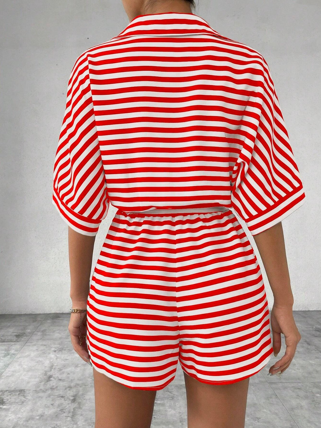 Striped Romper - Tie Waist