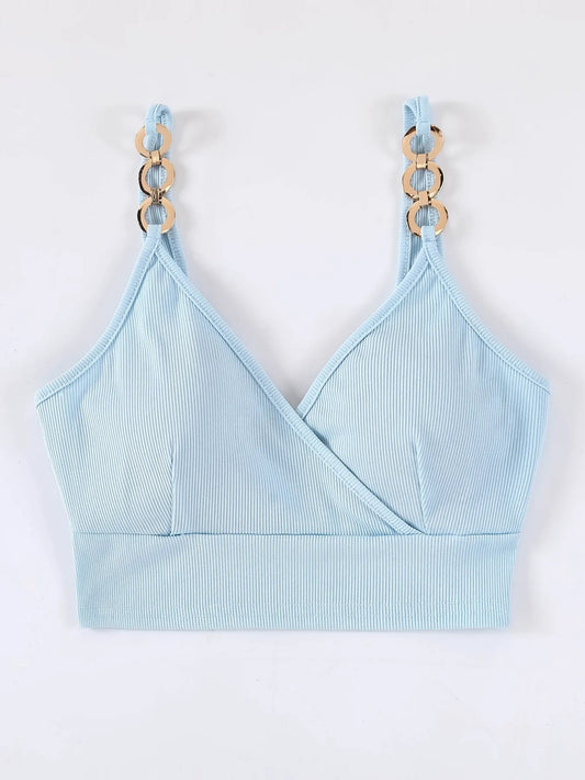 Chain Strap Ribbed Cami Top