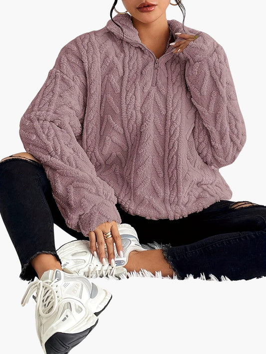 Zara | Luxe Cable-Knit Fleece Sweatshirt