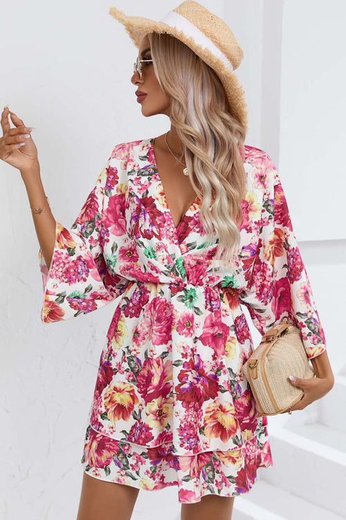 Love Boldly Floral Print Mini Dress - 3 Colors White-Big Flowers