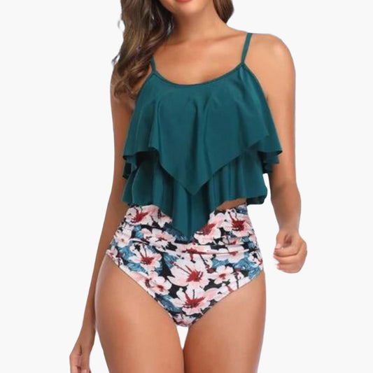 High-waisted tankini set - for women with tummy control Green