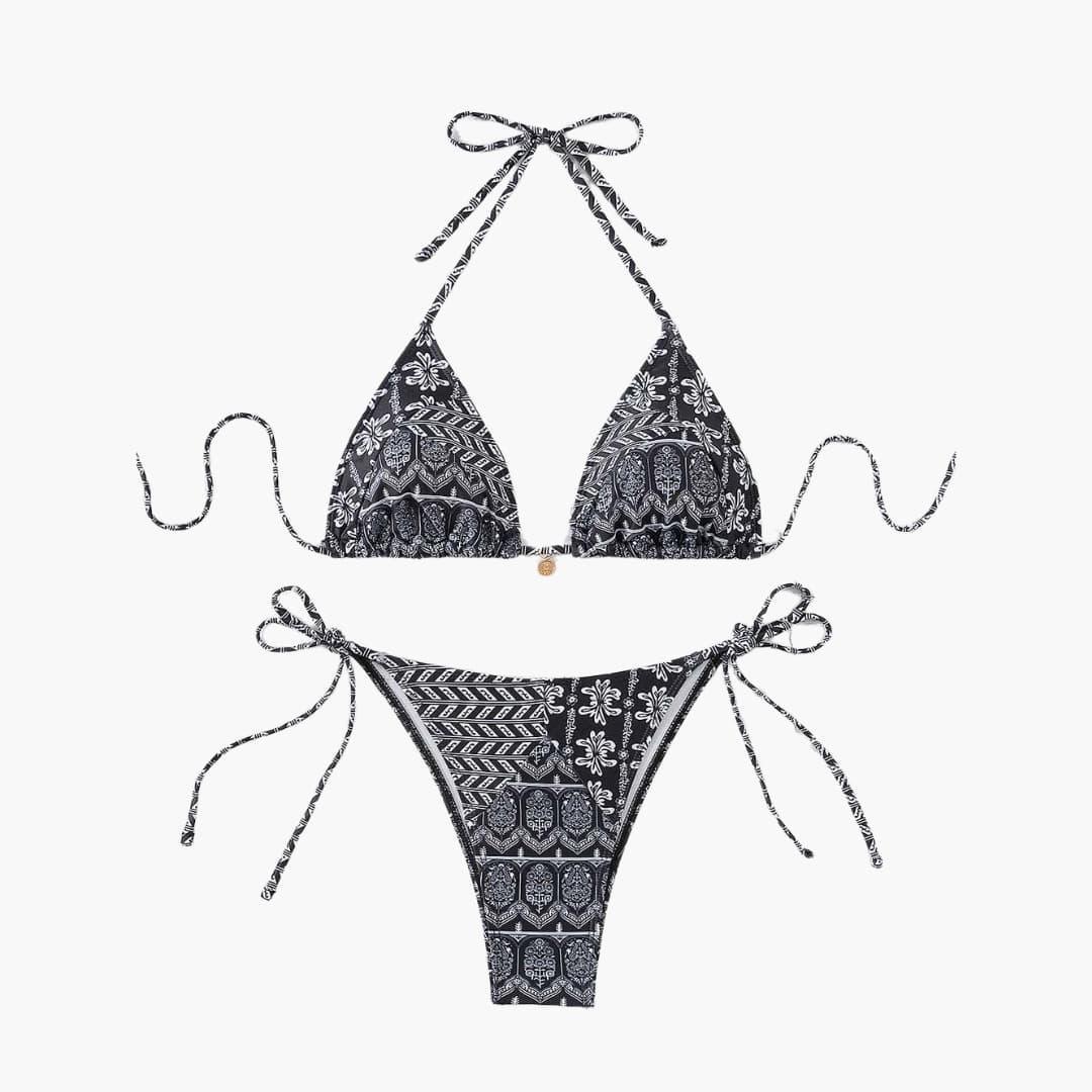 Boho Bikini Set for Women - Adjustable Triangle Tie Swimsuit