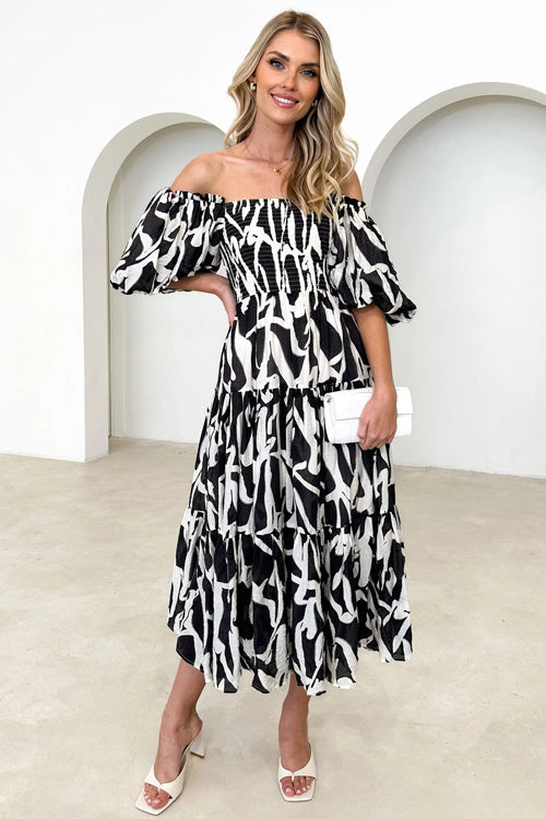 Just Feels Right Smocked Puff Sleeve Maxi Dress - 5 Colors Black