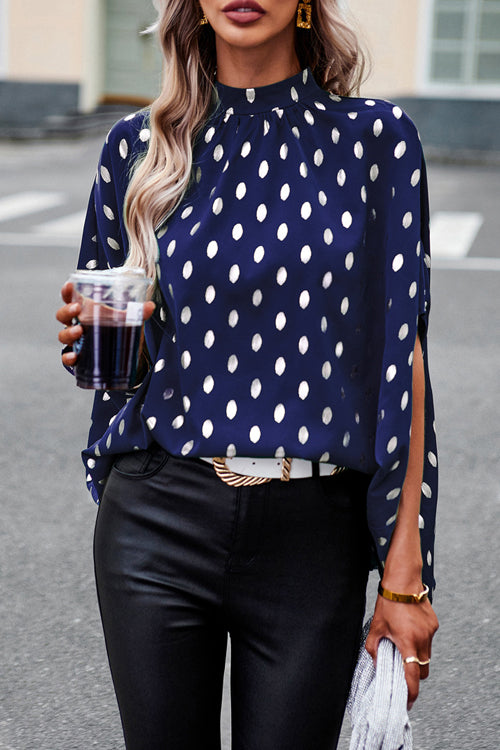 Making Promises Dotted Short Sleeve Cape Top - 5 Colors Navy