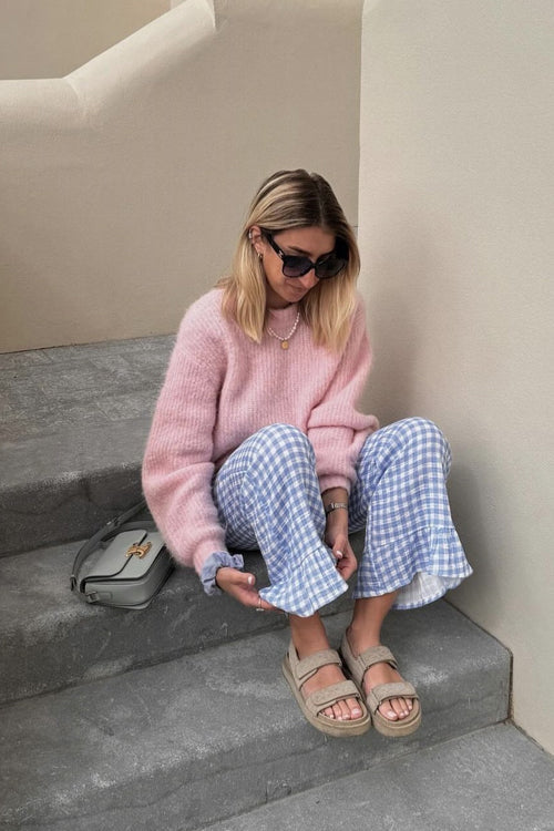 Take A Walk Gingham Pants - 2 Colors Blue