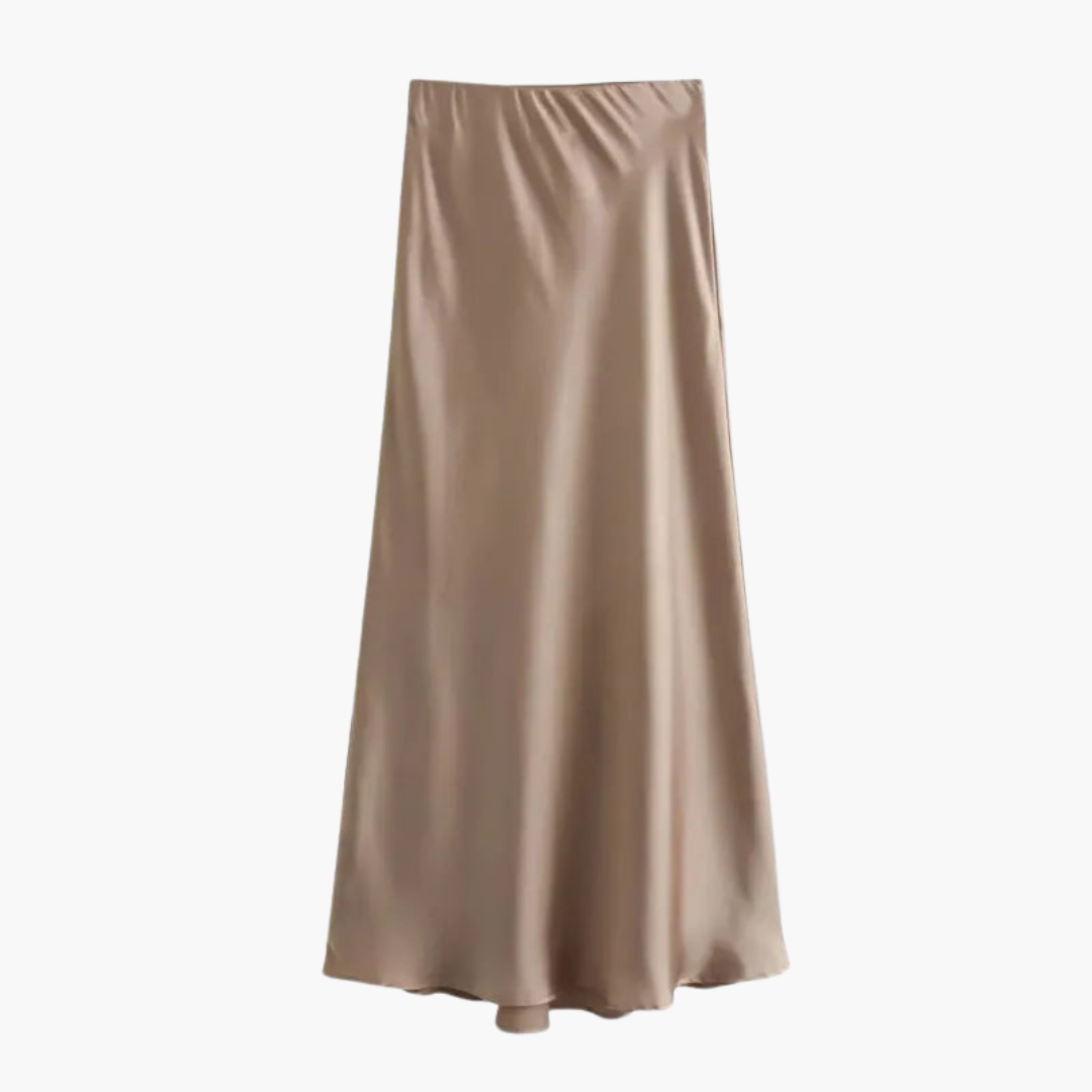 Chic Satin High-Waist Midi Skirt – Flattering Fit for Women
