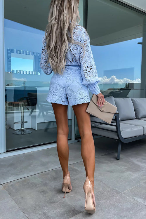 Sweet At Heart Lace Crochet Long Sleeve Suit - 3 Colors