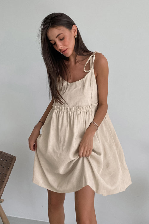 This Time Cotton Sleeveless Mini Dress - 3 Colors Beige