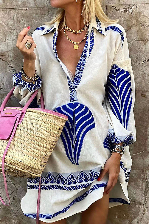 Run Away with Me Boho Print Mini Dress - 4 Colors Blue