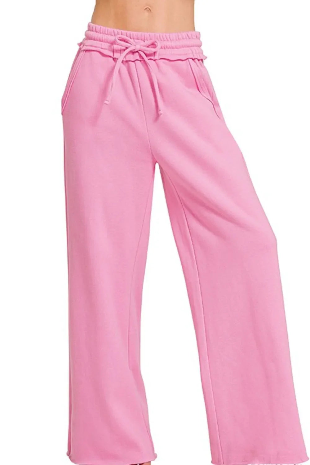 Candy Pink Cozy Seam Wide Leg Pants