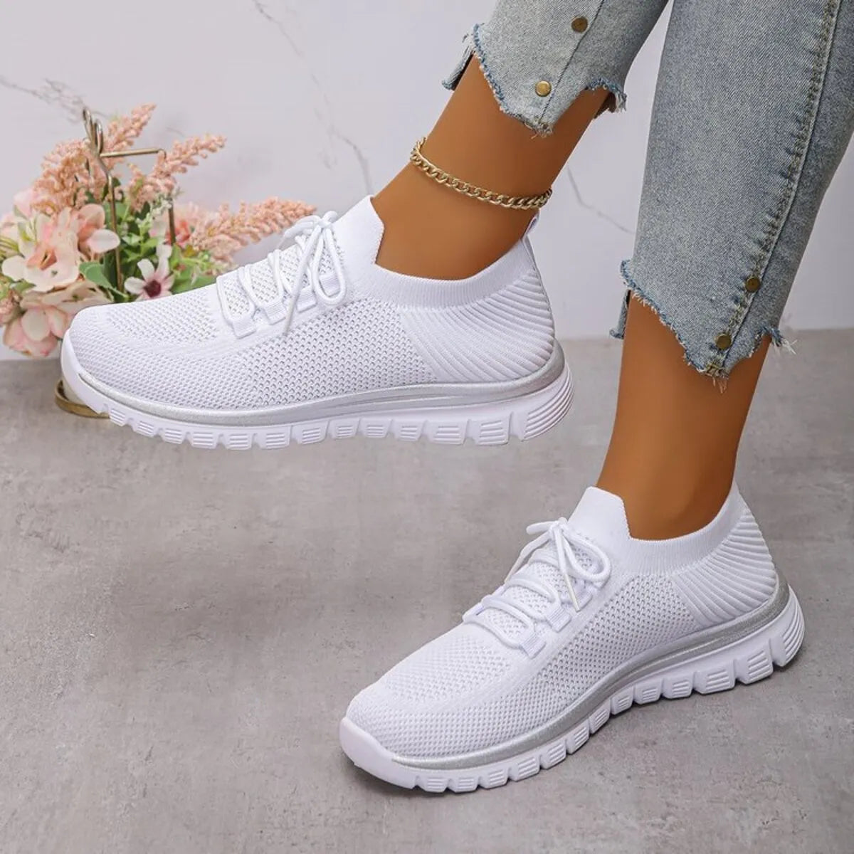 Women’s Breathable Mesh Lace Up Athletic Sneakers – Lightweight Running & Training Shoes
