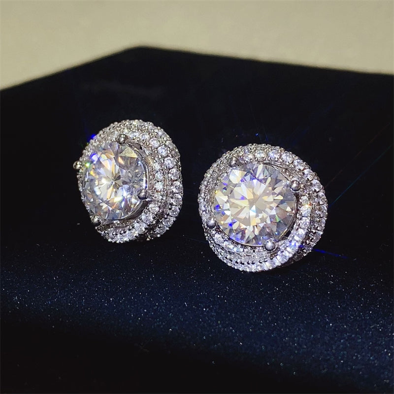 Glam 6 Carat Moissanite 925 Silver Earrings