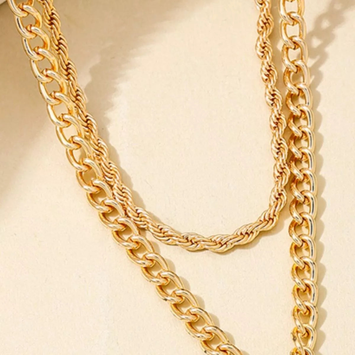 Layered Gold Chain Cross Pendant Necklace
