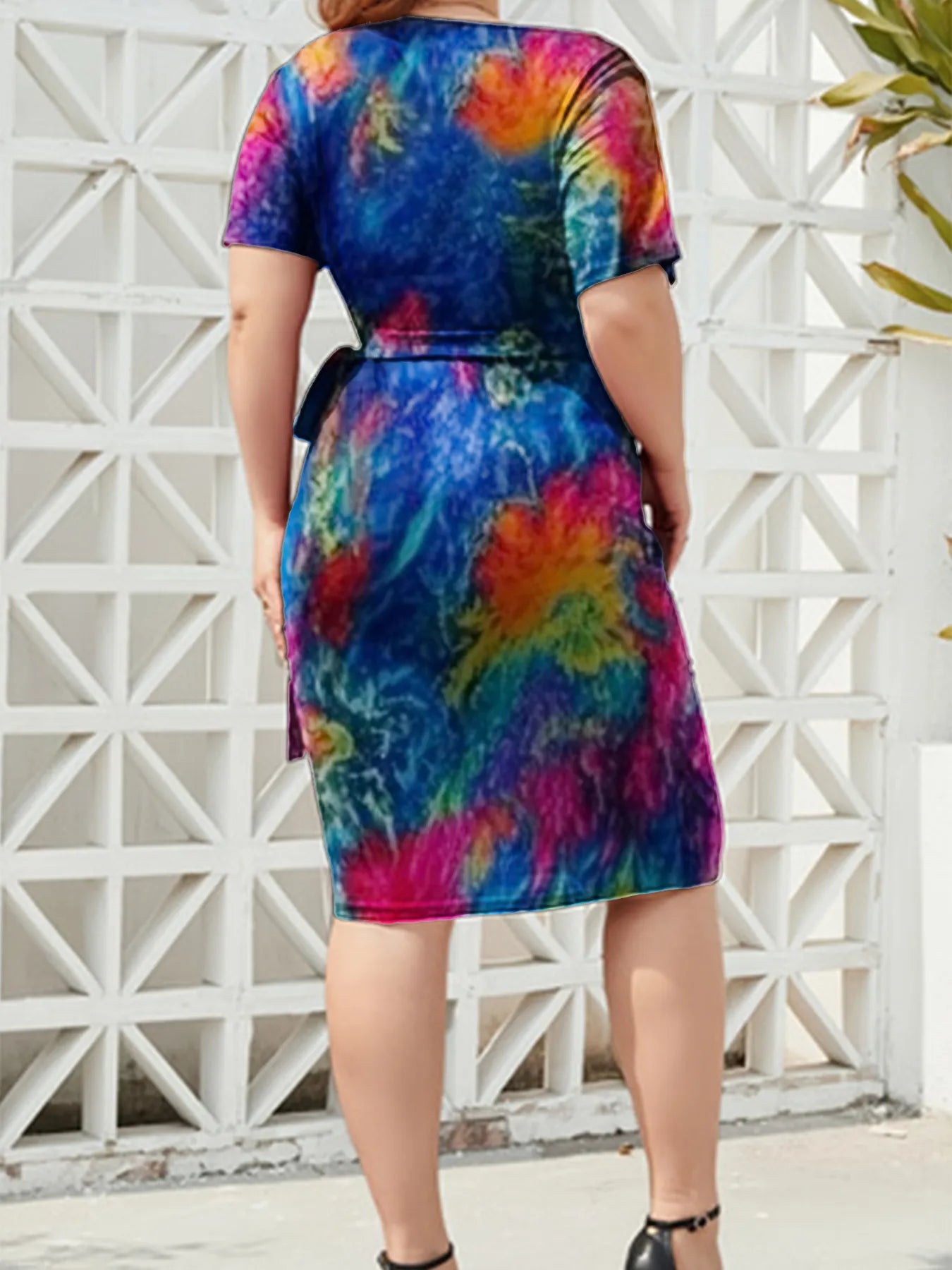 Surplice Short Sleeve Dress