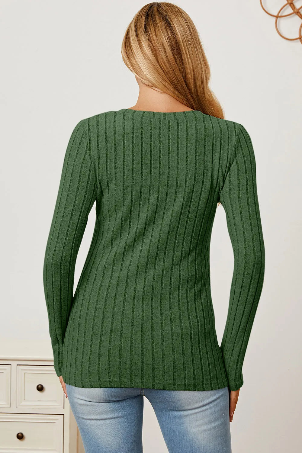 Comfy Ribbed V-Neck Long Sleeve Tee