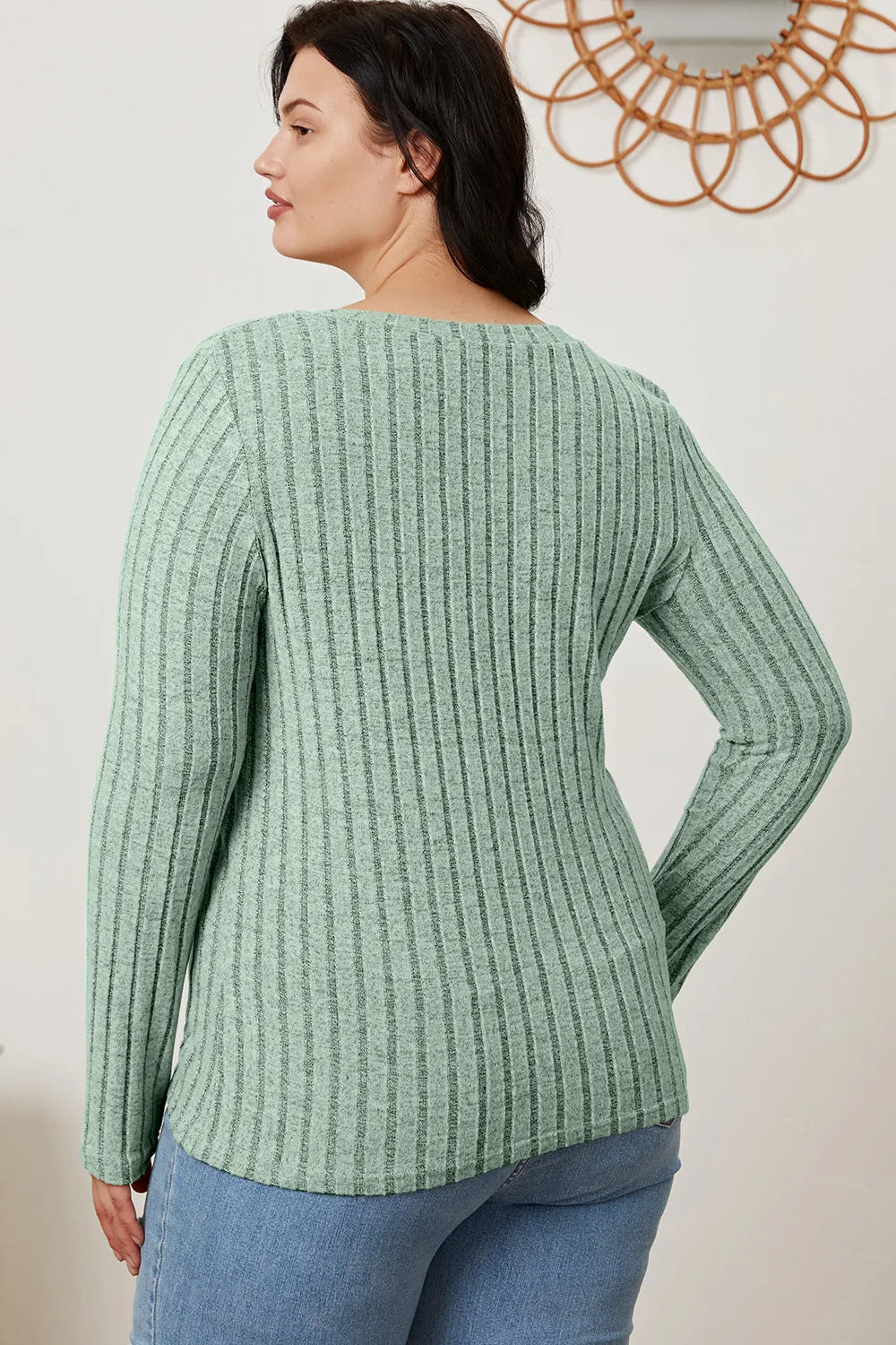 Comfy Ribbed V-Neck Long Sleeve Tee