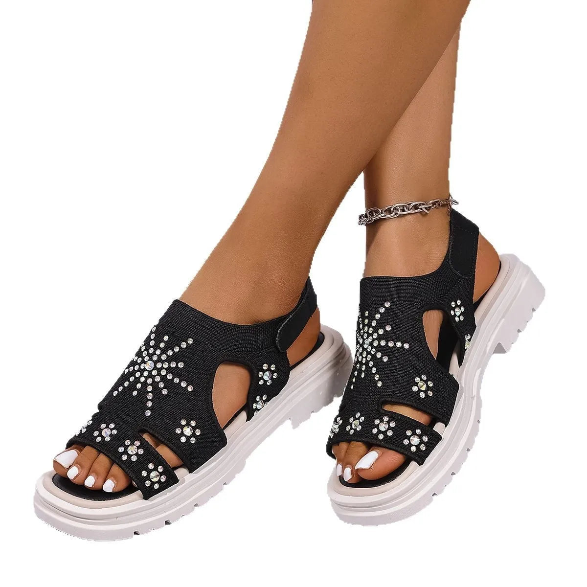 Sparkly Rhinestone Open Toe Sandals
