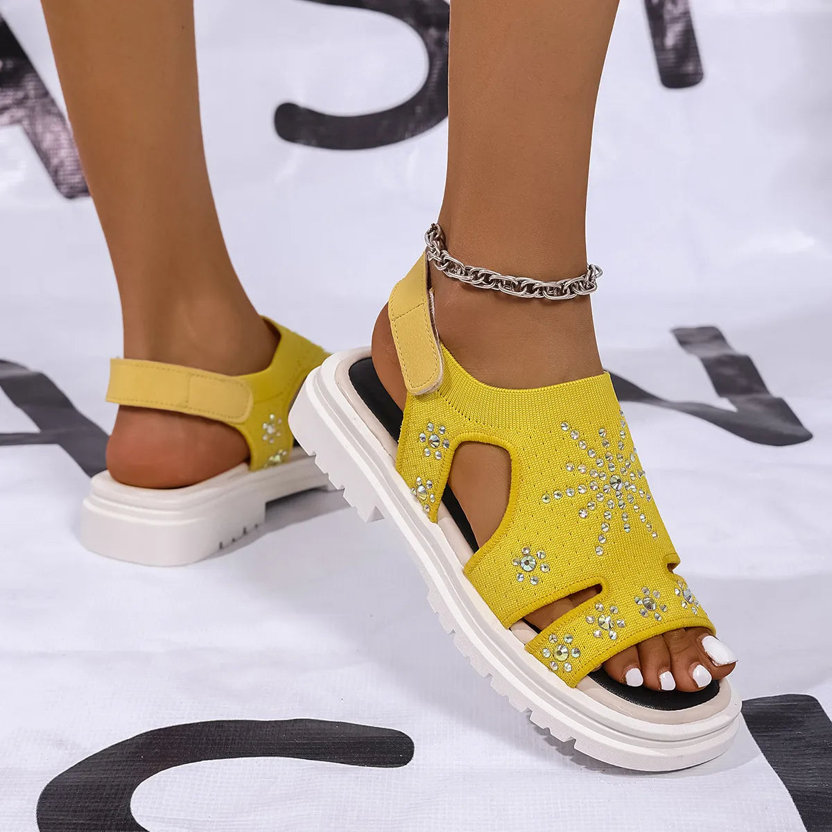 Sparkly Rhinestone Open Toe Sandals