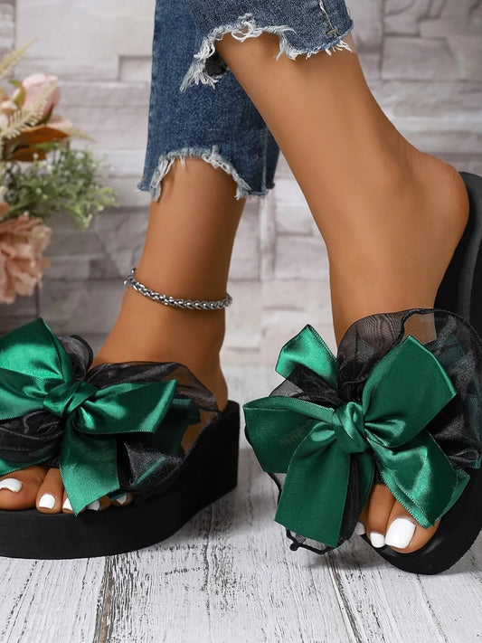 Bow-Tie Platform Wedge Sandals