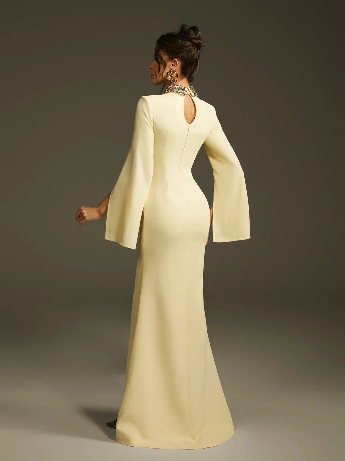 Aurora Crystal Collar Cape Gown size S