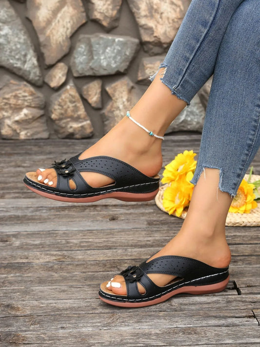 Flower Comfort Wedge Sandals
