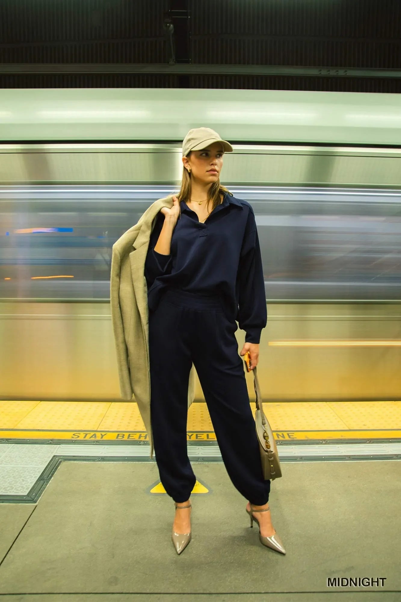 Chic Midnight Front Seam Joggers