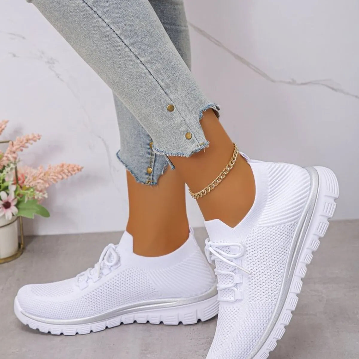 Women’s Breathable Mesh Lace Up Athletic Sneakers – Lightweight Running & Training Shoes