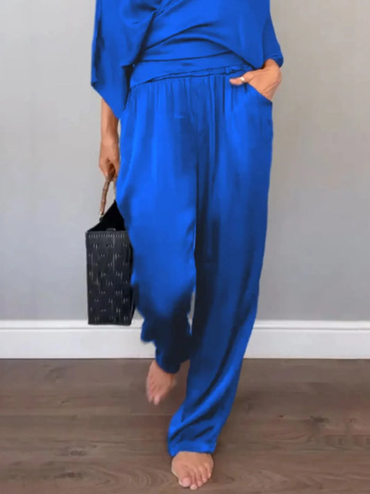 Plus Size Wrap Top & Pants Set