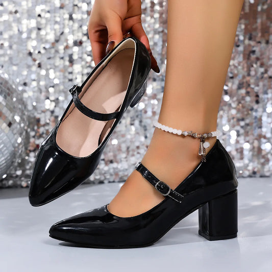 Women’s Pointed Toe Block Heel Pumps – Classic Slip-On Dress Shoes for Work & Events